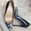 Fine Svart Casual Pumps 2019 Lær Slangeskinn Print 12 cm Stiletthæler Spisse Pumps
