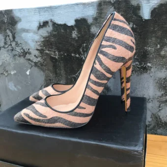 Chic Beautiful Brown Rave Club Pumps 2019 Striped 12 Cm Stiletto Heels Pointed Toe Pumps