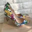 Unieke Multi-Kleuren Straatkleding Pumps 2019 Leer Slangenprint 12 cm Naaldhakken / Stiletto Spitse Neus Pumps