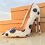 Chic / Belle Blanche Rendez-vous Escarpins 2019 Noire Tachetée Cuir 12 cm Talons Aiguilles À Bout Pointu Escarpins