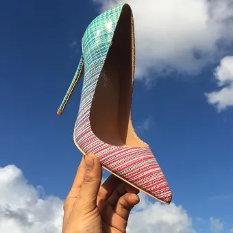 Modern Fashion Multi Colors Dating Pumps 2019 Leather 12 Cm Thick Heels Pointed Toe Pumps