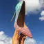 Modern / Fashion Multi-Colors Dating Pumps 2019 Leather 12 cm Thick Heels Pointed Toe Pumps