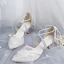 Elegante Weiß Brautschuhe 2019 X-Riemen Spitze Pailletten Schleife 5 cm Stilettos Spitzschuh Hochzeit Hochhackige