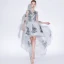 Sexy Grey Evening Dresses  2018 A-Line / Princess Lace Appliques Scoop Neck 3/4 Sleeve Short High Low Formal Dresses
