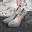 Sparkly Sølv Brudesko 2019 Paljetter Spenne 12 cm Stiletthæler Spisse Pumps