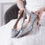 Scintillantes Argenté Chaussure De Mariée 2019 Paillettes Noeud 7 cm Talons Aiguilles À Bout Pointu Mariage Escarpins