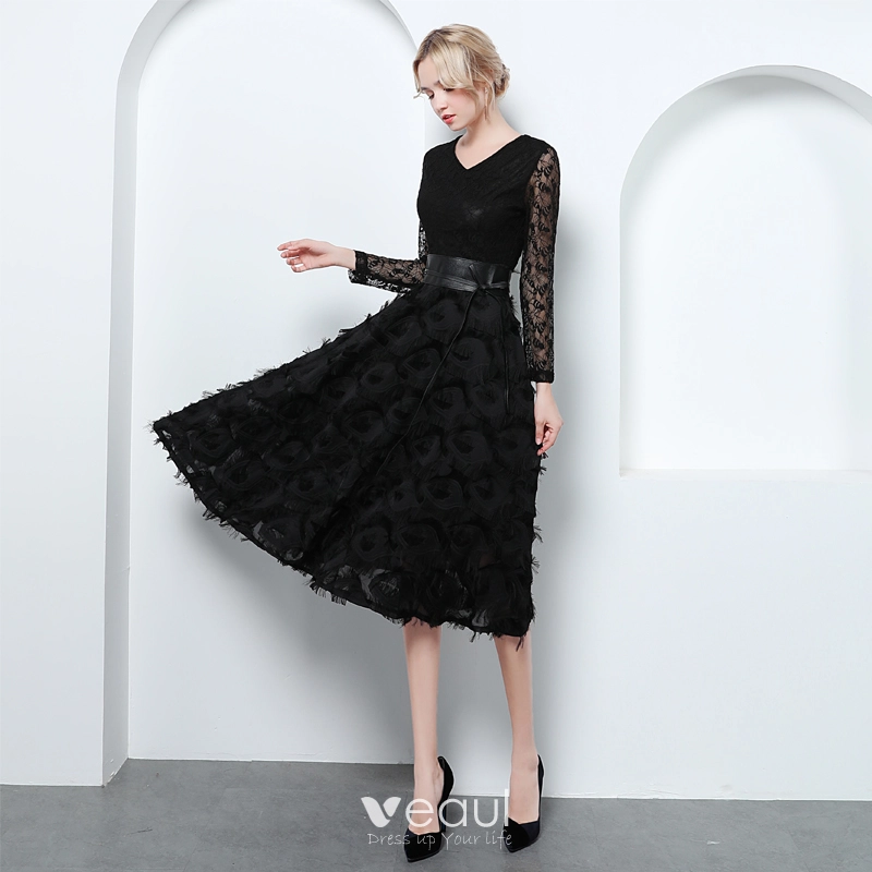 Black Lace Tasseled Dress