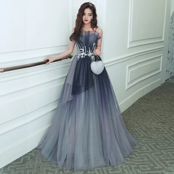 Charming Navy Blue Glitter Sequins Prom Dresses 2021 A-Line / Princess Spaghetti Straps Beading Sleeveless Backless Charming Navy Blue Glitter Sequins Prom Dresses 2021 A-Line / Princess Spaghetti Straps Beading Sleeveless Backless