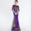 Scintillantes Grape Robe De Soirée 2018 Trompette / Sirène Glitter Paillettes Brodé Encolure Dégagée 1/2 Manches Longue Robe De Ceremonie