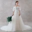 Elegant Ivory Wedding Dresses 2019 A-Line / Princess Spaghetti Straps Bow Appliques Lace Flower Sequins Short Sleeve Backless Court Train