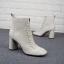 Flotte Hvide Casual Støvler Dame 2019 Læder 8 cm Tykke Hæle Spidse Tå Støvler