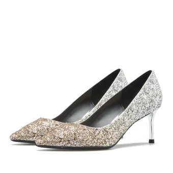 Sparkly Sølv Aften Pumps 2019 Lær Paljetter 6 Cm Stiletthæler Spisse Pumps