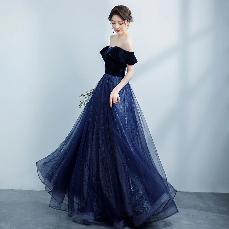 cheap navy blue formal dresses Velvi - Katrina Gown - Navy - Corset Dress With Crystal Detail main image 1