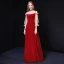 Chic / Belle Bordeaux Robe De Soirée 2019 Princesse Bretelles Spaghetti 3/4 Manches Dos Nu Longue Robe De Ceremonie