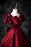 Vintage / Retro Burgundy Prom Dresses 2025 Ball Gown Square Neckline Puffy Short Sleeve Backless Bow Floor-Length / Long Prom Formal Dresses