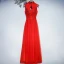 Chic / Belle Rouge Robe De Ceremonie Robe De Soirée 2017 En Dentelle Fleur Paillettes Dos Nu Col Haut Sans Manches Longue Princesse
