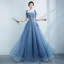 Chic / Belle Bleu Ciel Robe De Bal 2021 Princesse Bretelles Spaghetti Perlage Noeud Sans Manches Dos Nu Longue Robe De Ceremonie