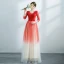 Fashion Red Gradient-Color Prom Dresses 2021 A-Line / Princess V-Neck Star Sequins 3/4 Sleeve Backless Floor-Length / Long Formal Dresses