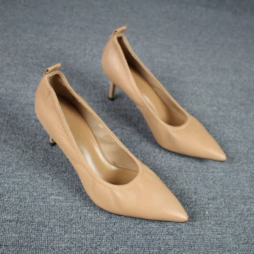 Mooie Prachtige Khaki Kantoor Pumps 2019 Leer 7 Cm Naaldhakken Stiletto Spitse Neus Pumps