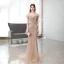 Haut de Gamme Fabuleux Champagne Fait main Perlage Faux Diamant Robe De Soirée 2021 Trompette / Sirène De l'épaule Gland Sans Manches Train De Balayage Robe De Ceremonie