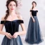 Elegant Dark Green Evening Dresses  2019 A-Line / Princess Off-The-Shoulder Suede Sleeveless Floor-Length / Long Formal Dresses