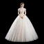 Chic / Belle Ivoire Robe De Mariée 2019 Princesse Col Haut Perlage Paillettes Appliques En Dentelle Fleur Manches Courtes Dos Nu Longue