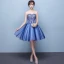 Sexy Meeresblau Cocktailkleider 2019 A Linie Bandeau Perlenstickerei Pailletten Kristall Spitze Blumen Ärmellos Rückenfreies Kurze Festliche Kleider