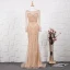 Luxury / Gorgeous Gold Handmade  Beading Evening Dresses  2019 Trumpet / Mermaid Scoop Neck Crystal Rhinestone Long Sleeve Sweep Train Formal Dresses