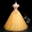 Chic / Beautiful Gold Prom Dresses 2019 A-Line / Princess Off-The-Shoulder Pearl Rhinestone Lace Flower Short Sleeve Backless Floor-Length / Long Formal Dresses