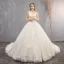 Elegant Ivory Wedding Dresses 2019 Ball Gown Spaghetti Straps Beading Sequins Lace Flower Sleeveless Backless Cathedral Train