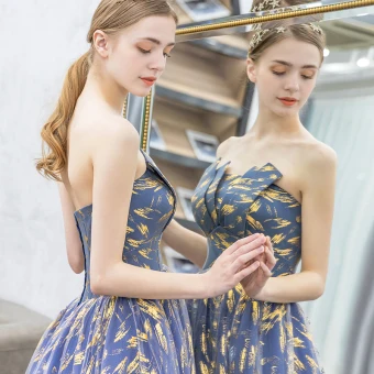 Moderne Mode Dégradé De Couleur Robe De Bal 2019 Princesse Bustier Sans Manches Dos Nu Longue Promo Robe De Ceremonie