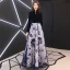 Elegant Navy Blue Evening Dresses  2019 A-Line / Princess High Neck Suede Rhinestone Long Sleeve Floor-Length / Long Formal Dresses