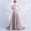 Glitzernden Champagner Gold Abendkleider 2019 A Linie Ärmellos Pailletten Bandeau Rückenfreies Sweep / Pinsel Zug Festliche Kleider