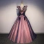 Élégant Violet Robe De Bal 2019 Princesse Encolure Carrée Perle Appliques En Dentelle Fleur Sans Manches Dos Nu Longue Robe De Ceremonie