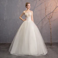 Erschwinglich Ivory / Creme Brautkleider / Hochzeitskleider 2019 Ballkleid Bandeau Spitze Blumen Ärmellos Rückenfreies Lange