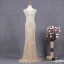 Charmant Champagne Robe De Soirée 2019 Trompette / Sirène Encolure Dégagée Fait main Perlage Cristal Paillettes Sans Manches Train De Balayage Robe De Ceremonie