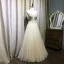 Chic / Beautiful Champagne Evening Dresses  2019 A-Line / Princess Scoop Neck Beading Crystal Rhinestone Sleeveless Pleated Floor-Length / Long Formal Dresses