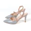 Sexy Himmelblau Cocktail Niet Sandalen Damen 2021 Knöchelriemen 8 cm Stilettos Spitzschuh Sandaletten Hochhackige