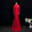 Vintage / Retro Burgundy Beading Sequins Lace Flower Evening Dresses 2025 Trumpet / Mermaid High Neck Long Sleeve Floor-Length / Long Evening Party Formal Dresses