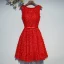 Chic / Belle Rouge Robe De Ceremonie Robe De Soirée 2017 En Dentelle Fleur Paillettes Noeud Fleurs Artificielles Bretelles croisées Mi-Longues Encolure Dégagée Princesse Sans Manches