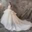 Charming Champagne Wedding Dresses 2019 Ball Gown V-Neck Pearl Sleeveless Backless Cascading Ruffles Cathedral Train