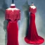 Luxury / Gorgeous Burgundy Handmade  Beading Tassel Evening Dresses  2019 Trumpet / Mermaid High Neck Suede Sash Lace Flower Short Sleeve Sweep Train Formal Dresses