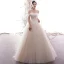Chic Champagne Robe De Mariée 2019 Princesse De l'épaule Paillettes En Dentelle Fleur Sans Manches Dos Nu Train De Balayage