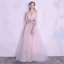 Élégant Rougissant Rose Robe De Soirée 2018 Princesse Tachetée Ceinture Bretelles Spaghetti Dos Nu Sans Manches Longue Robe De Ceremonie