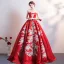 Chinesischer Stil Schöne Burgunderrot Brautkleider / Hochzeitskleider 2019 A Linie Bandeau Spitze Blumen Ärmellos Rückenfreies Lange