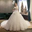 Chic Ivoire Robe De Mariée 2019 Robe Boule Bustier Paillettes En Dentelle Fleur Sans Manches Dos Nu Royal Train