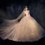Luxury / Gorgeous Champagne Wedding Dresses 2019 Ball Gown Strapless Glitter Tulle Sequins Beading Sleeveless Backless Cathedral Train