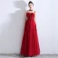 Chic / Belle Bordeaux Robe De Soirée 2019 Princesse Bretelles Spaghetti Perlage Cristal Paillettes Sans Manches Dos Nu Longue Robe De Ceremonie