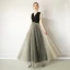 Chic / Belle Noire Robe De Soirée 2019 Princesse V-Cou Ceinture Paillettes Sans Manches Longue Robe De Ceremonie