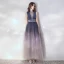 Classy Gradient-Color Evening Dresses  2019 A-Line / Princess Ruffle Sleeveless Rhinestone High Neck Floor-Length / Long Formal Dresses